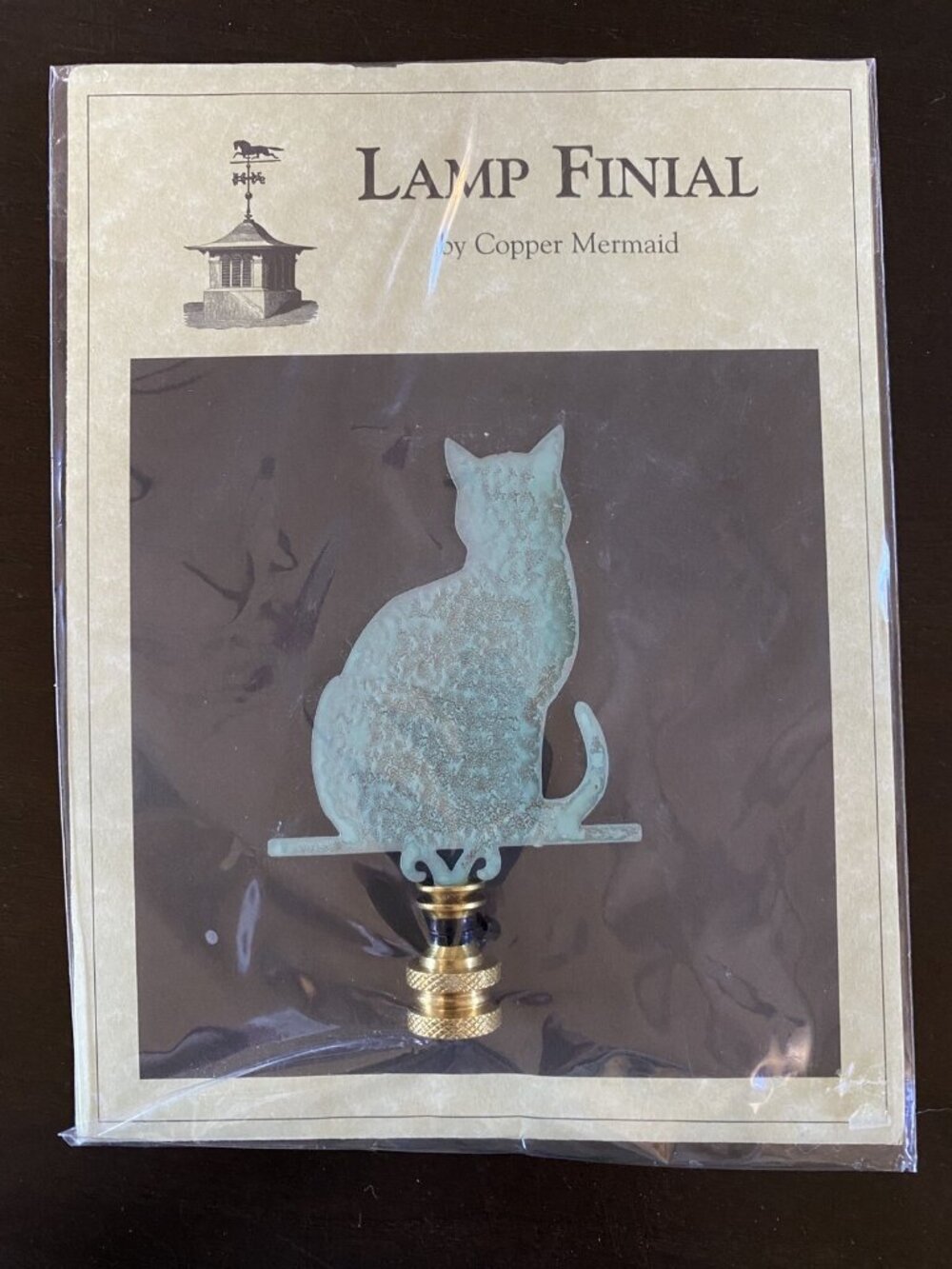 Copper Mermaid Cat Finial USA Made New